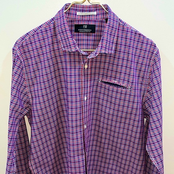 Scotch & Soda Other - Scotch & Soda Men's Blue & Red Checkered Button Down. L. New Unworn Condition.